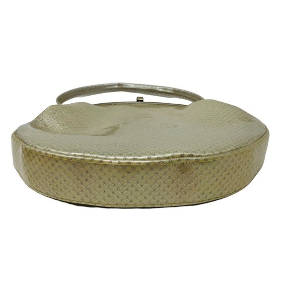Vintage 1950s Silver Glitter Purse Plastic Top Handle Dotted Large Handbag - Picture 7 of 10
